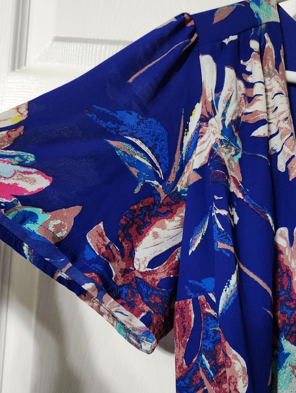 Rabbit Rabbit Rabbit Cobalt Blue Floral Wrap High-Low Dress - Picture 5 of 9